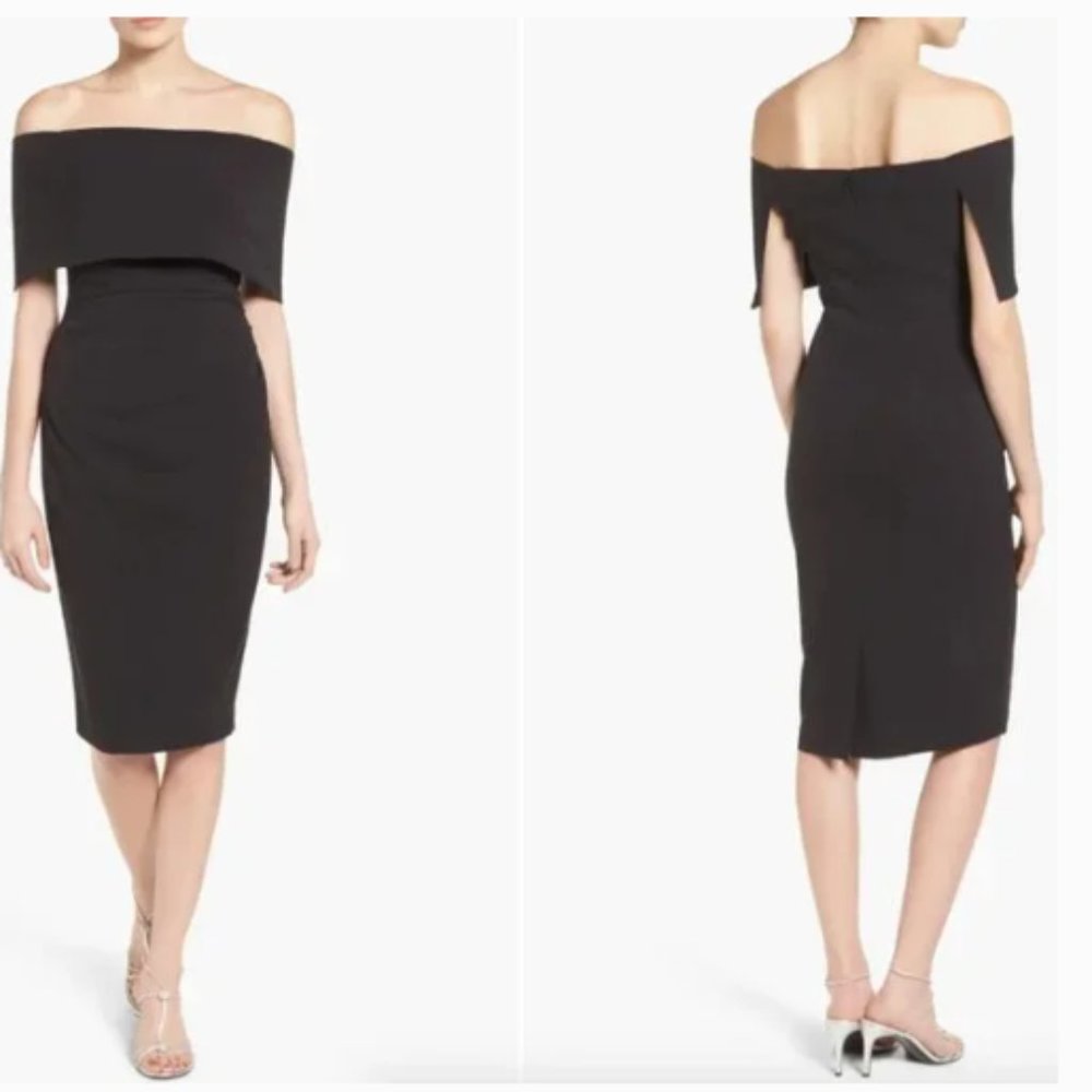 VINCE CAMUTO POPOVER SIDE RUCHED BLACK SHEATH DRESS sz 10